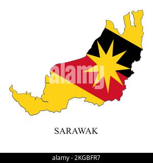 Sarawak-Kartenvektordarstellung. Malaysische Stadt. Bundesstaat Malaysia Stock Vektor