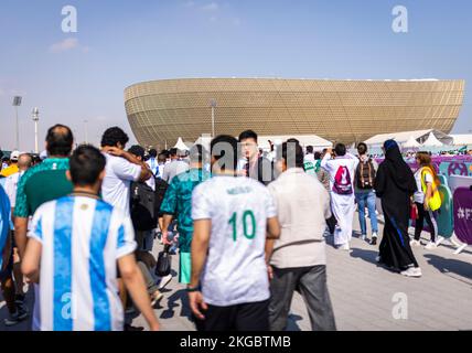 Doha, Katar. 22.. November 2022. Lusail ikonisches Stadion Argentinien - Saudi-Arabische Weltmeisterschaft 2022 in Katar 22.11.2022 Kredit: Moritz Müller Copyright (nur Stockfoto