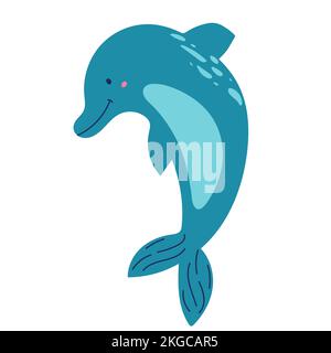 Süße Delfinfilme, die sich in der Hand bewegen. Isoliert Stock Vektor
