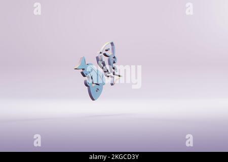 Wunderschöne Illustration blaues Zodiac-Zeichen Pisces-Symbole auf hellem pinkfarbenen Hintergrund. 3D-Rendering-Abbildung. Hintergrundmuster für Konstruktion. Stockfoto