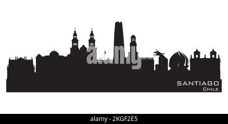 Santiago Chile City Skyline Detaillierte Vektorsilhouette Stock Vektor