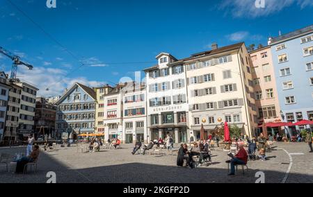 Münsterhof piazza, Zürich, Schweiz Stockfoto