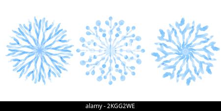 Blaue Schneeflocken isoliert auf weißem Hintergrund, Vektordarstellung Stock Vektor