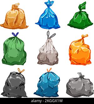 Mülleimer-Set-Cartoon-Vektordarstellung Stock Vektor