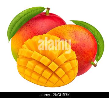 Mango-Frucht isoliert auf weißem Hintergrund Stockfoto