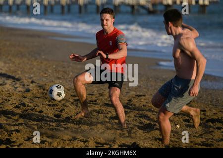 Belek Türkei, Dienstag, 22. November 2022. Der belgische Ruderer Niels Van Zandweghe zeigte sich in Aktion in einem Trainingslager, das vom BOIC-COIB-Olympischen Komitee in Belek, Türkei, am Dienstag, den 22. November 2022 organisiert wurde. Die Bühne findet vom 12. Bis 27. November statt. BELGA FOTO LAURIE DIEFFEMBACQ Stockfoto