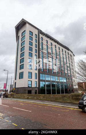 Hotel Football neben Manchester United's Old Trafford Stadium, Manchester Stockfoto