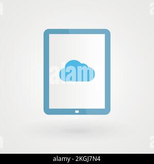 Tablet und Cloud. Konzept des Cloud-Computing. Vektordarstellung, flaches Design Stock Vektor