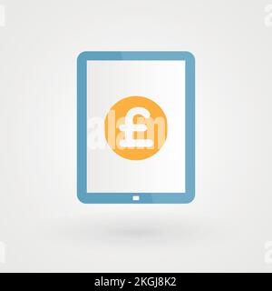 Tablet und Pfund. Münzkonzept. Vektordarstellung, flaches Design Stock Vektor