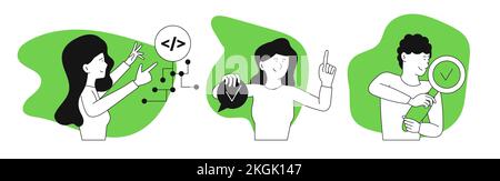 Vektordarstellung der Aufgabenverwaltung mit festgelegten Personen. Geschäftszeitplan und Organisationszeit. Checkliste für Büros und Strategieentwicklung. Mitarbeiterplan Stock Vektor