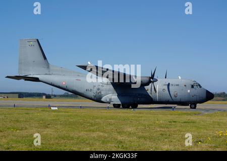 Transall C-160, französische Luftwaffe in RAF Valley, Anglesey, North Wales, Vereinigtes Königreich. Stockfoto