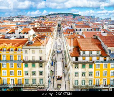 Blick vom Elevador de Santa Justa, Baixa, dem historischen Zentrum von Lissabon, Portugal, Europa Stockfoto