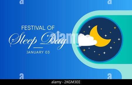 Das Festival of Sleep Day findet jedes Jahr am 3. Januar statt Stock Vektor