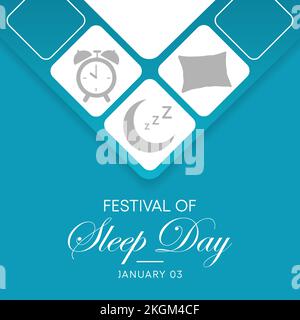 Das Festival of Sleep Day findet jedes Jahr am 3. Januar statt Stock Vektor