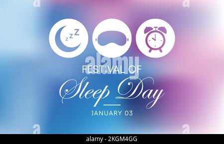 Das Festival of Sleep Day findet jedes Jahr am 3. Januar statt Stock Vektor