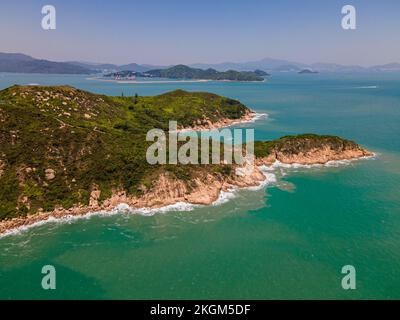 Ein Luftblick auf Cheung Chau, Hongkong Stockfoto