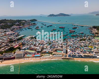 Ein Luftblick auf Cheung Chau, Hongkong Stockfoto