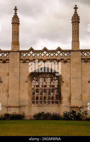 Öffnen Sie die gotische Tracery-Leinwand am King's College, Cambridge University, Cambridge, England. Stockfoto