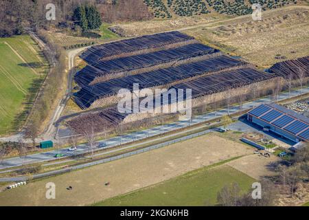 Luftaufnahme, Holzhof im Neyl in Rumbeck, Arnsberg, Sauerland, Nordrhein-Westfalen, Deutschland, DE, Europa, Luftfotografie, Übersicht, Vogelperspektive Stockfoto