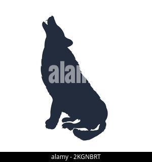 Silhouette des Wolfs. Vector Wolf Logo. Wilde Tiere, Illustration eines wilden Wolfs, Symbol für das Sitzen eines Wolfs Stock Vektor