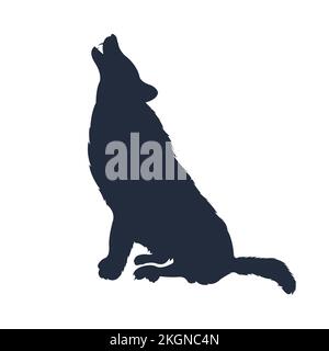 Silhouette des Wolfs. Vector Wolf Logo. Wilde Tiere, Illustration eines wilden Wolfs, Symbol für das Sitzen eines Wolfs Stock Vektor