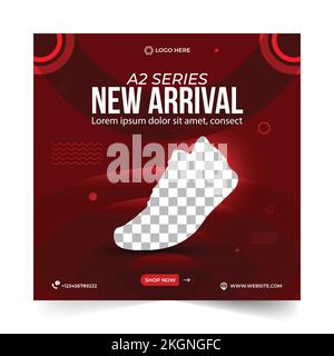 Bannerdesign für Schuhwerbung, Farbverlauf in Blau, Sonderangebot bietet Social-Media-Post-Design für Ihr digitales Marketing. Bearbeitbare soziale Medien für Schuhe banne Stock Vektor