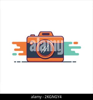 Flachkamera Abbildung, Flachkamera Design Vektorgrafik, Flachbild Kamera Stock Vektor