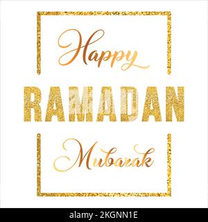 Happy Ramadan Mubarak goldenes Bannerdesign, goldener Rahmen, islamisches Bannerdesign für Ramadan Stock Vektor