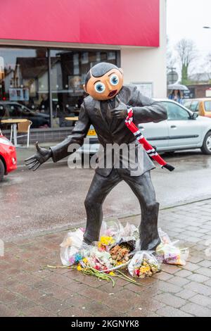 Frank Sidebottom Statue. Timperley, Manchester. 19. März 2017 Stockfoto