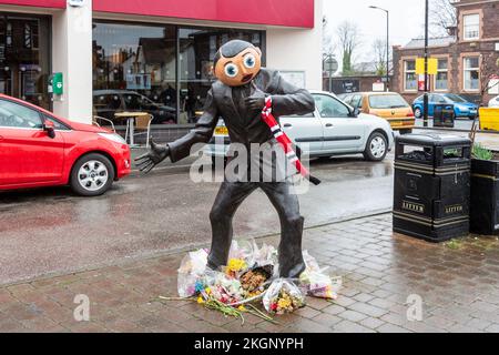 Frank Sidebottom Statue. Timperley, Manchester. 19. März 2017 Stockfoto