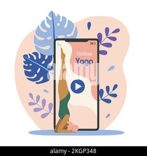 Online-Yoga Studio Web-Illustration Stock Vektor
