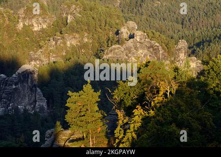 Deutschland, Sachsen, Blick aus Basteis Sicht Stockfoto
