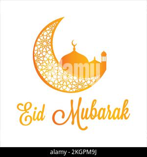 Happy Eid - Al-Adha Design Kreatives modernes Eid Mubarak Golden Mount Design mit islamischer Moschee Stock Vektor