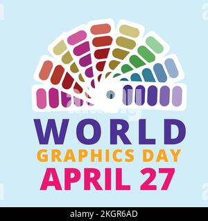 Kreative Illustration für den Weltgrafiktag mit mehrfarbigem Texteffekt auf weißem Hintergrund, spezielles Vektordesign des Weltgrafiktags für einen posten Stock Vektor