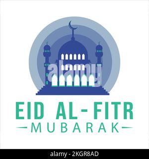 Beautiful Eid Al-Fitr Mubarak Green Text Effect on White background, Muslim Festival Eid Al-Fitr Beautiful Text Effect, Eid Al-Fitr, Green, Muslim Blu Stock Vektor