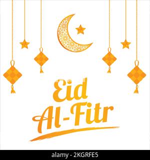 Eid Al-Fitr Golden Text Effect on White background, Muslim Festival Eid Al-Fitr Beautiful Text Effect, Eid Al-Fitr, Golden, White, Elements, Moslem M. Stock Vektor