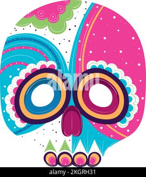 Isolierter farbiger mexikanischer Skull - Skizzensymbol - Vektor Stock Vektor