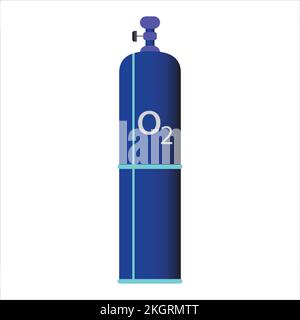 Blaue Farbe Sauerstofftank medizinische Geräte Vektordarstellung, Sauerstofftank, Zylinder, Sauerstoff, O2, Medizinische Geräte, Krankenhaus, Arzt, Chemie. Stock Vektor