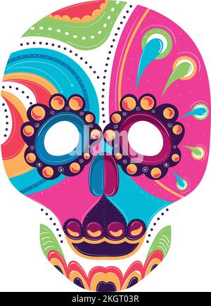 Isolierter farbiger mexikanischer Skull - Skizzensymbol - Vektor Stock Vektor