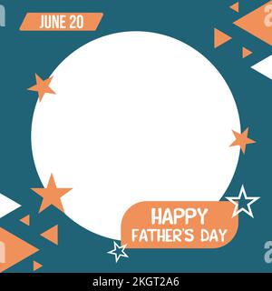 „Happy Vaters Day“-Grußdesign. Social-Media-Rahmen für einen glücklichen Vatertag. Schöner Rahmen für Beiträge in sozialen Medien zum „Happy Vaters Day“. Stock Vektor