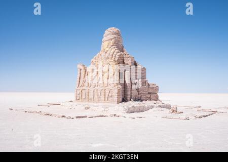 Das Dakar Rally Monument in der Uyuni Salzfläche (Salar de Uyuni), Potosi Department, Bolivien Stockfoto