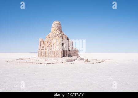 Das Dakar Rally Monument in der Uyuni Salzfläche (Salar de Uyuni), Potosi Department, Bolivien Stockfoto