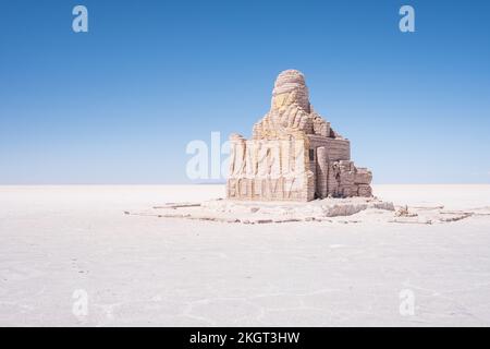 Das Dakar Rally Monument in der Uyuni Salzfläche (Salar de Uyuni), Potosi Department, Bolivien Stockfoto