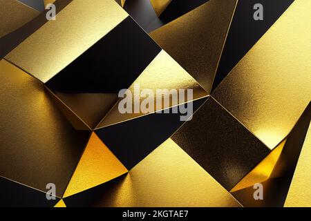 Kupfer Gold Wand luxuriöser schwarzer Hintergrund 3D-Illustration Stockfoto