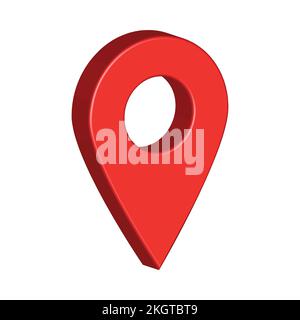 Design mit 3D Positionierstiften in Rot. 3D-Positionierstift zur Darstellung des Kartenvektors. Landschaftsstift im 3D-Stil auf weißem Hintergrund. Stock Vektor