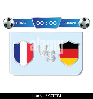 Frankreich vs. Deutschland Scoreboard Übertragung mit blauer Farbe untere Drittel Vorlage für Sportarten wie Fußball und Fußball. Vektordarstellung - Scoreboard-Team Stock Vektor