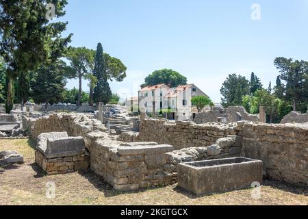 Frühchristliche Basilika und Museum, Antike Stadt Salona, Solin, Gespanschaft Split-Dalmatien, Kroatien Stockfoto