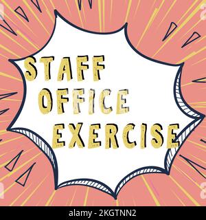 Konzeptionelle Darstellung Übung im Mitarbeiterbüro. Wort zur Förderung der körperlichen Fitness-Routine für Büroangestellte Stockfoto