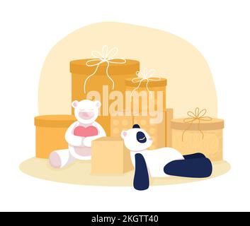 Babyparty Geschenke 2D Vektor isolierte Illustration Stock Vektor