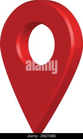 Ausführung mit Führungsstift 3D für Fahrausrüstung. Positionierstift mit roter Farbschattierung in einem 3D-Effekt. Vektordarstellung für GPS-Positionierstift. Stock Vektor